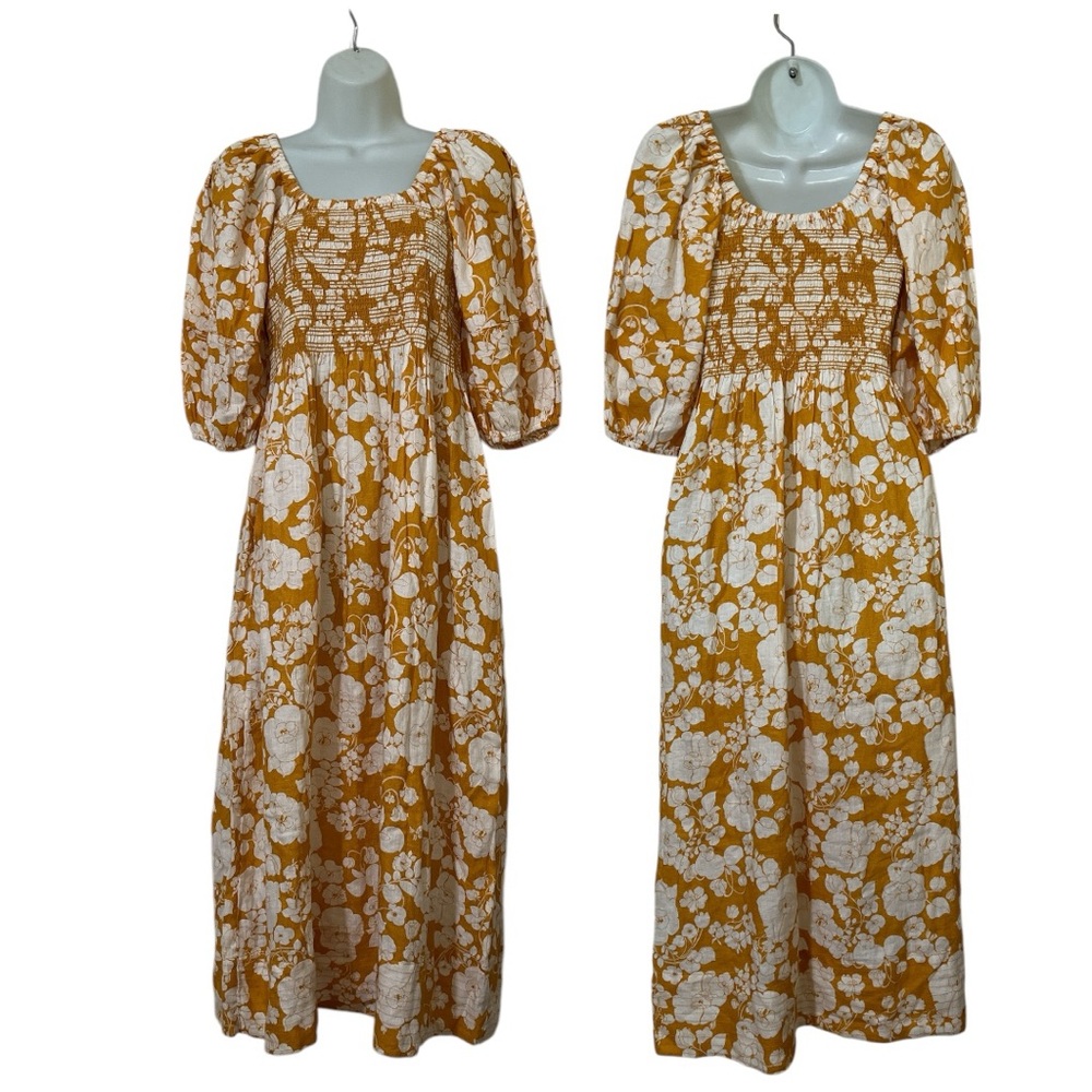 Aerie AE77 Premium Floral Smocked Puff Sleeve Maxi Dress Size Small NWOT